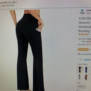 Yoga pants. Boot cut with side pockets